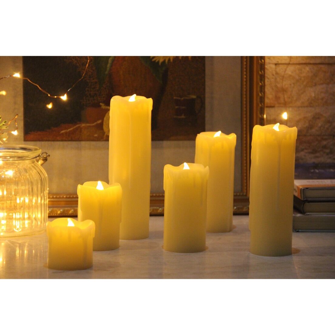 61060002 SET OF 6 FLAMELESS LED CANDLES - DRIPPING EFFECT