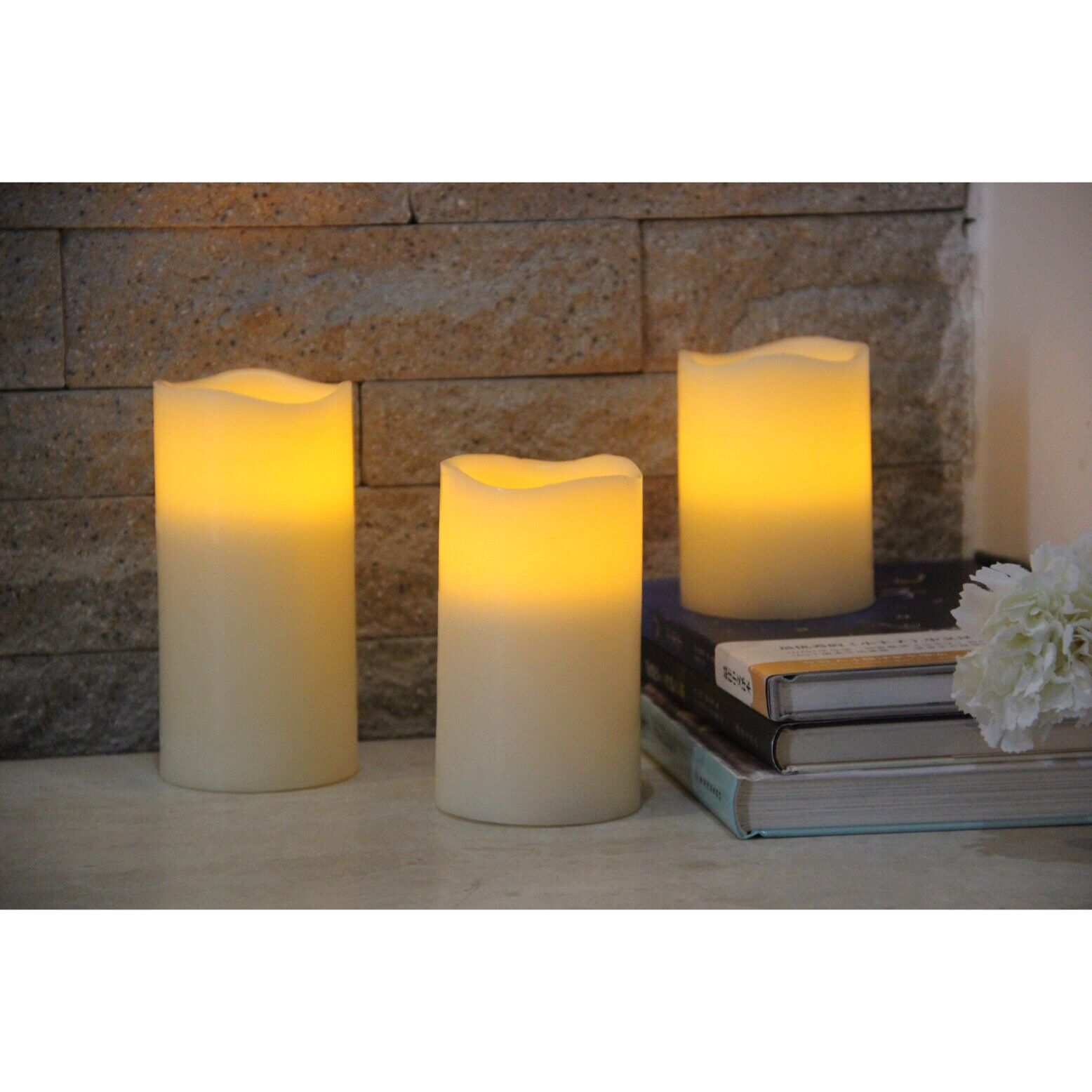 62030000 SET OF 3 FLAMELESS LED REAL WAX CANDLES