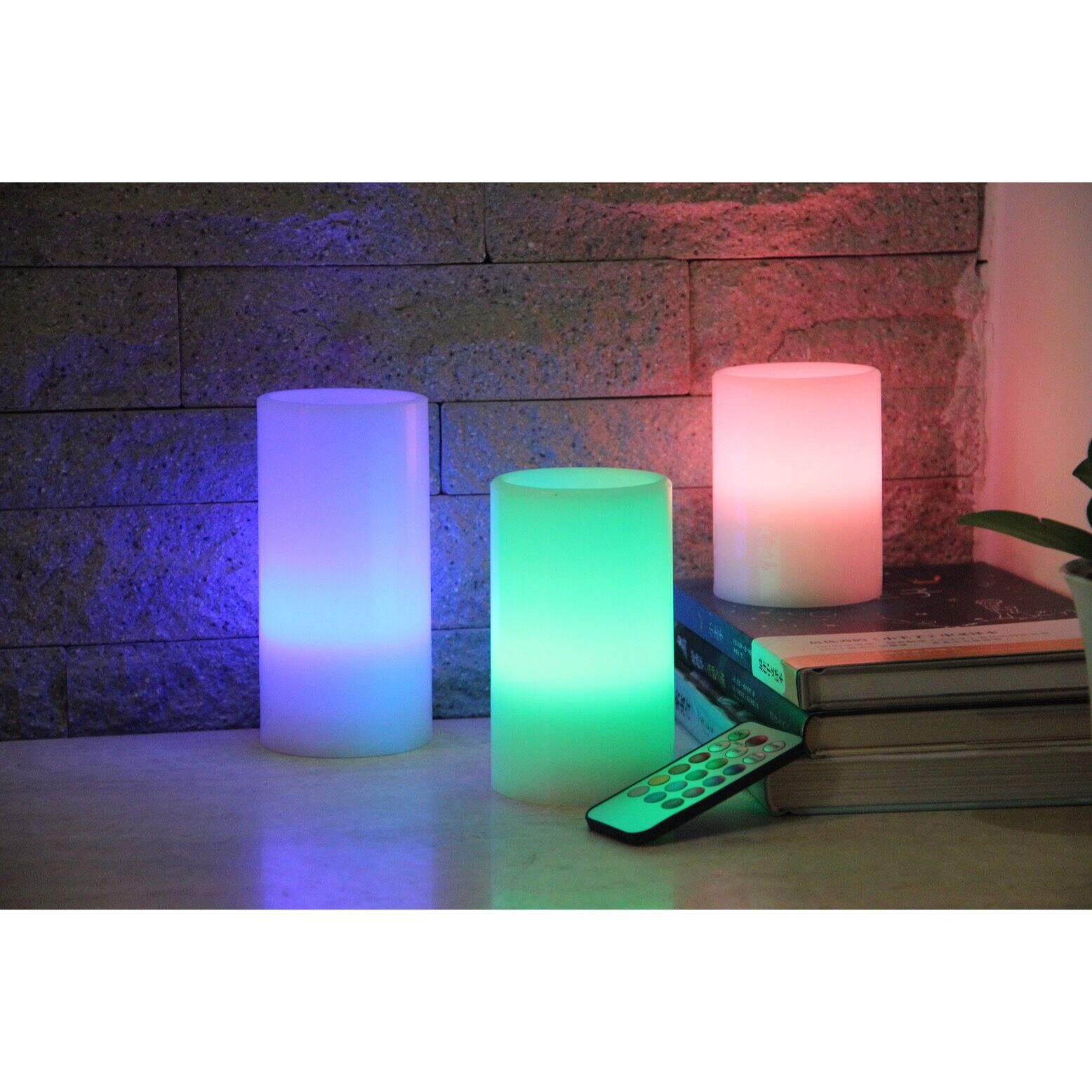 62030000R18 SET OF 3 FLAMELESS LED COLOR CHANGING CANDLES WITH 18 FUNCTION REMOTE