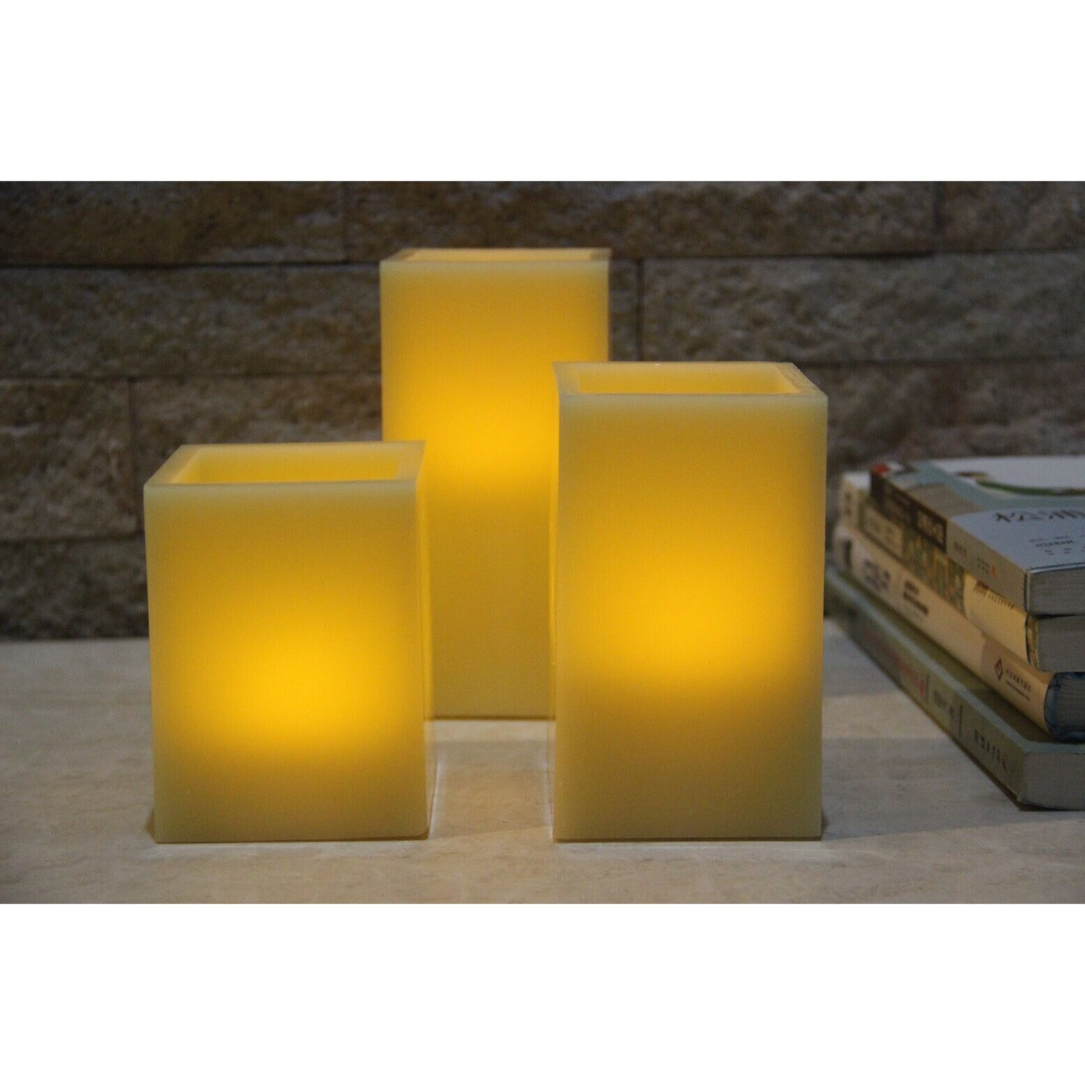 62030001 SET OF 3 FLAMELESS LED SQUARE CANDLES
