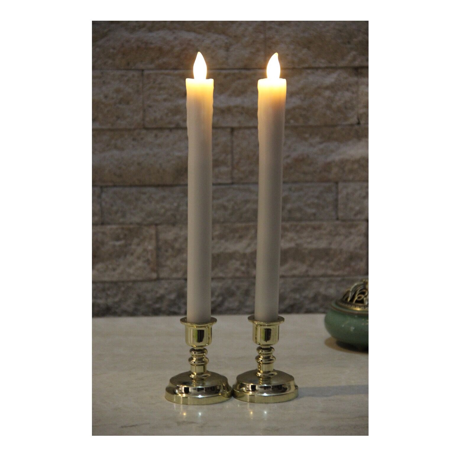 63020050 2 PACK LED WAX TAPER CANDLES WITH DDIPPING FINISH