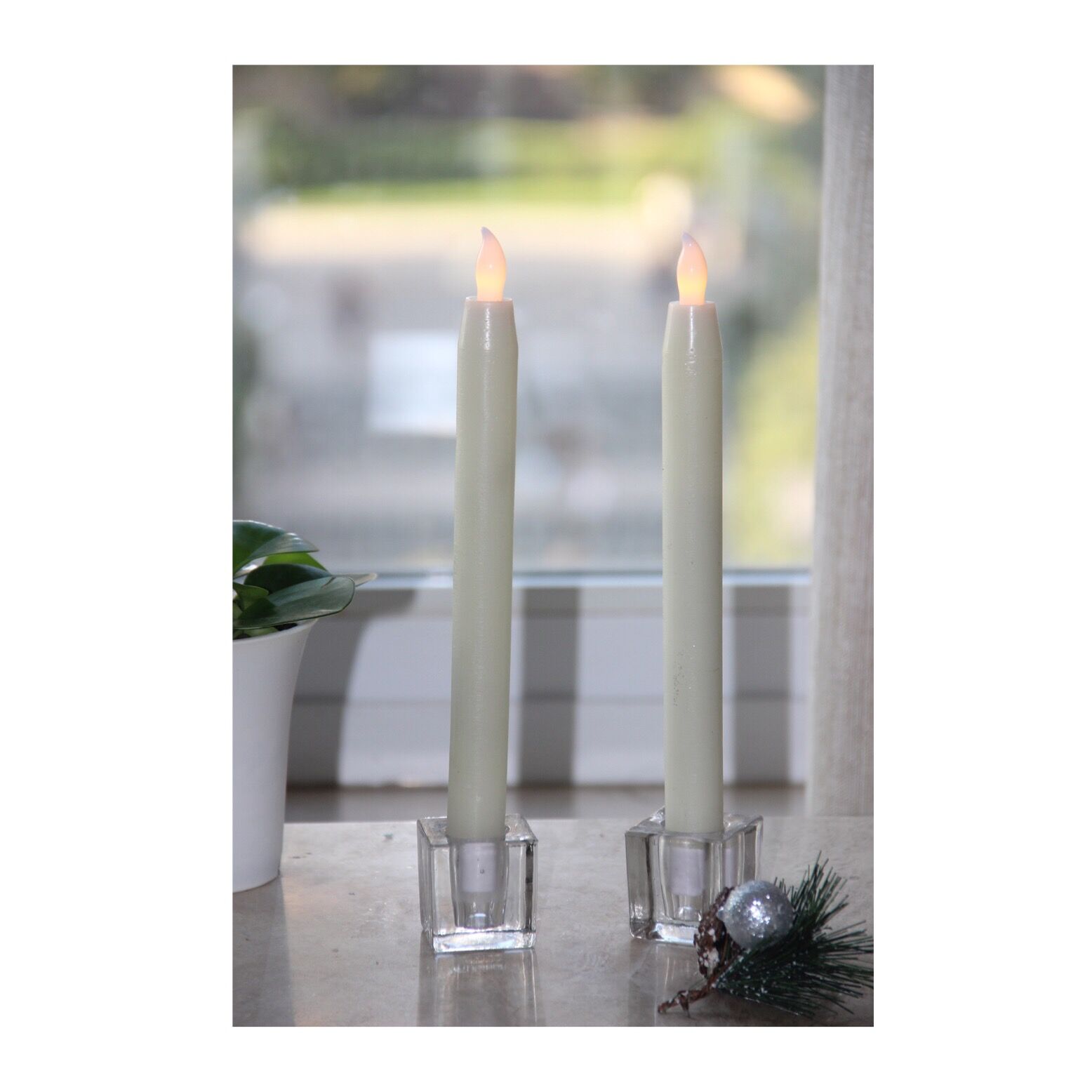 63020058 2 PACK LED CREAM WAX TAPER CANDLES