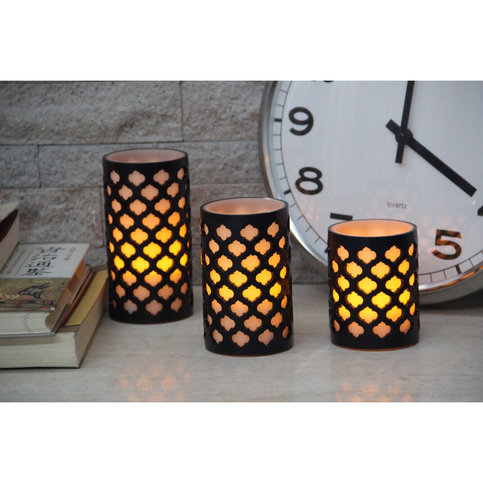 Thumbnail image for62030011 SET OF 3 LED 2 LAYER PATTERN CANDLES: 