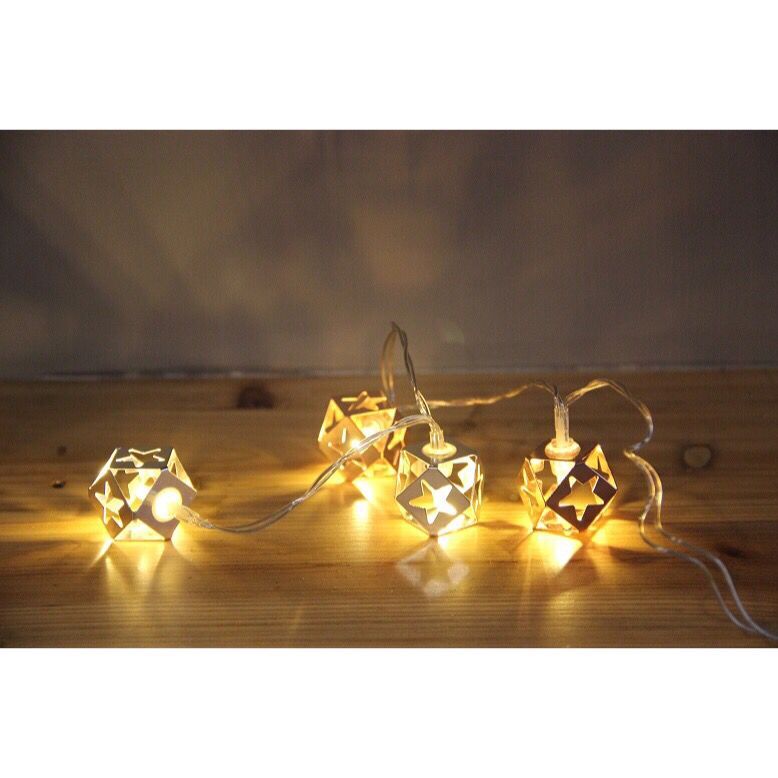 960157 10 LED METAL HEXAGONS WITH STAR PATTEN STRING LIGHT