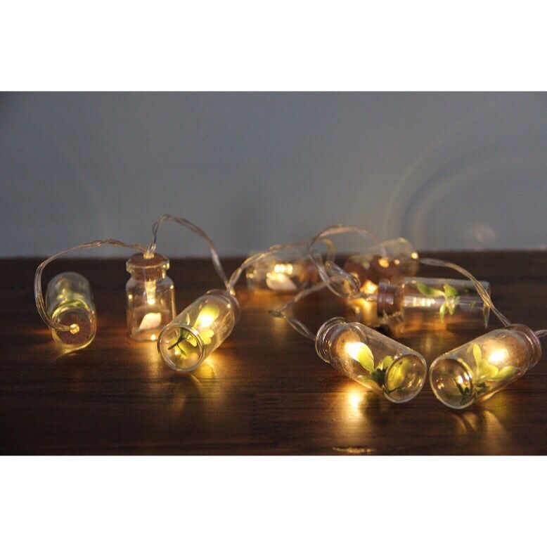 960166 10 LED GLASS BOTTLE STRING LIGHT WITH TINY ORNAMENTS INSIDE