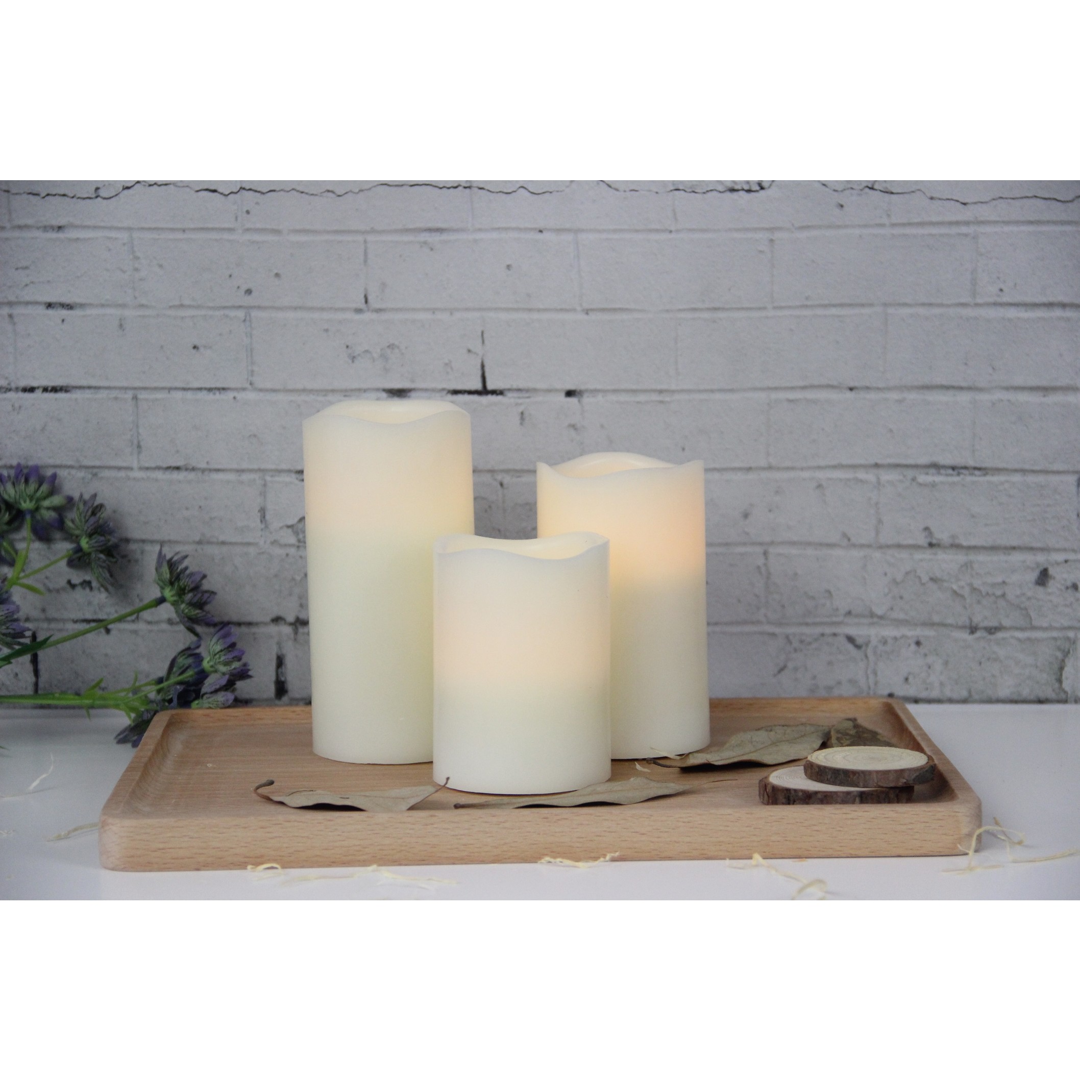 62030000 SET OF 3 FLAMELESS LED REAL WAX CANDLES