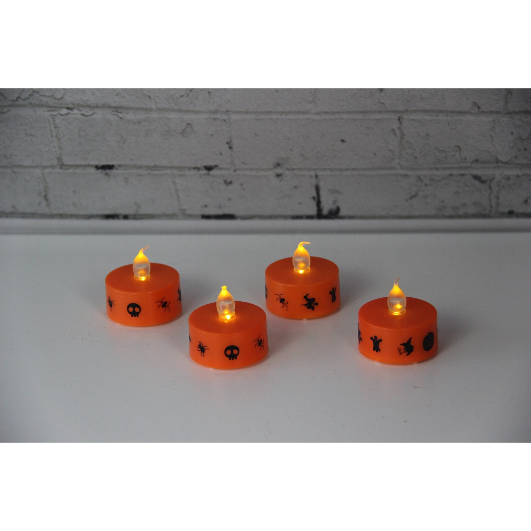 71040013 SET 2 OF HALLOWEEN PRINTING TEA LIGHTS