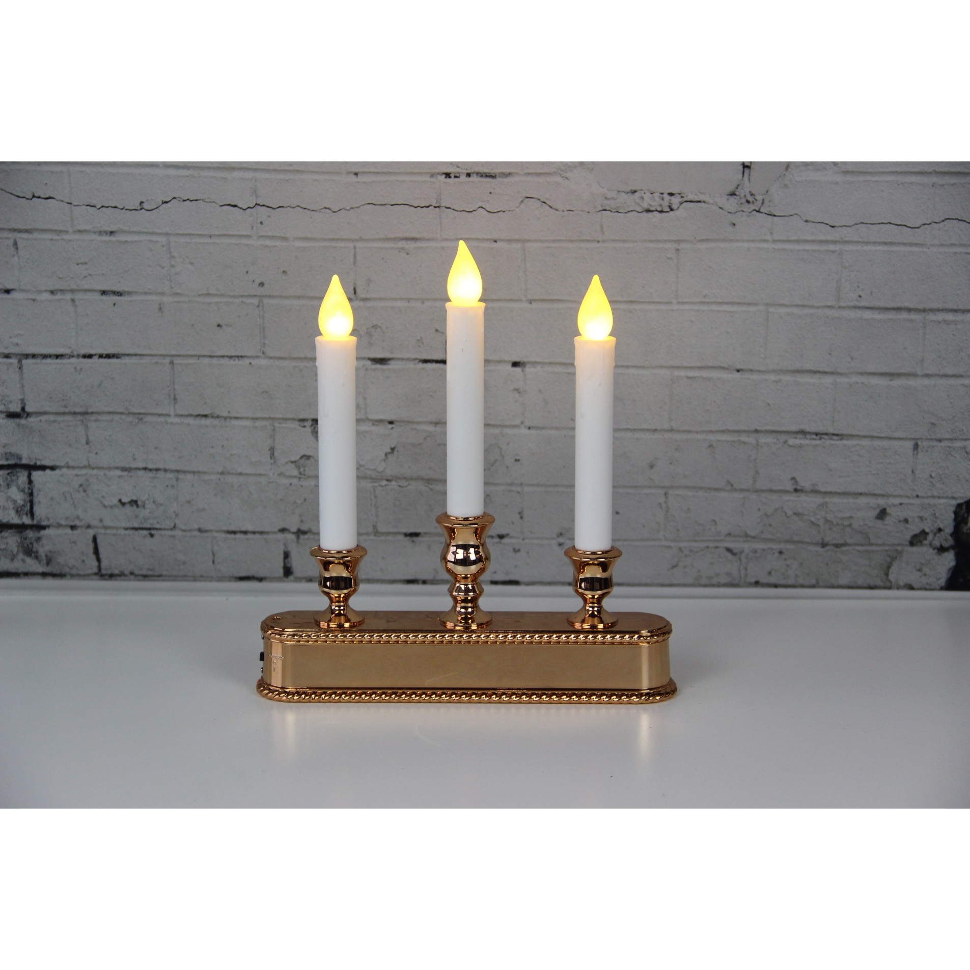 78010001 TRIPLE LED WINDOW CANDELABRA WITH GOLD BASE