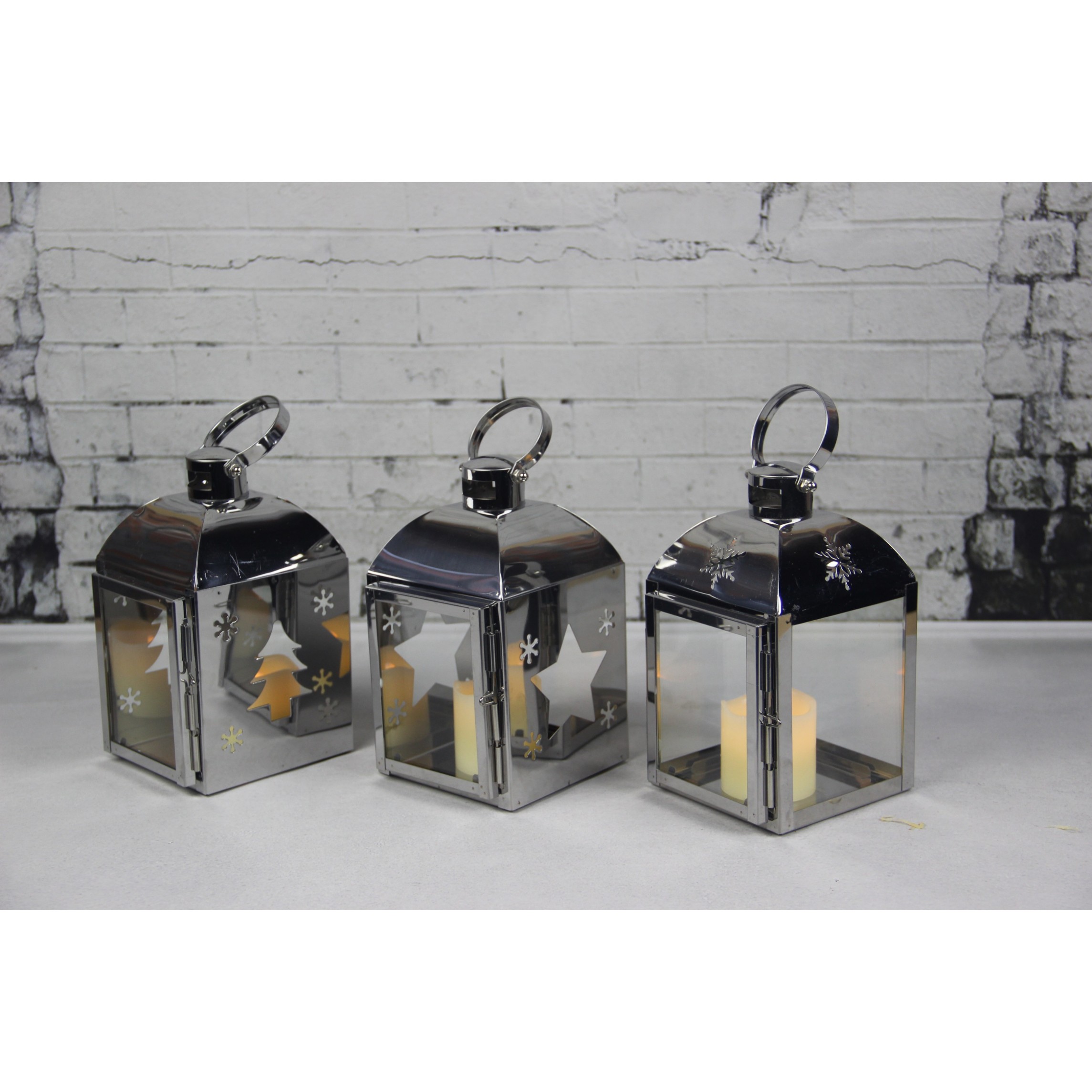 910316 TINY STAINLESS STEEL LANTERN WITH CHIRISTMAS PATTERN