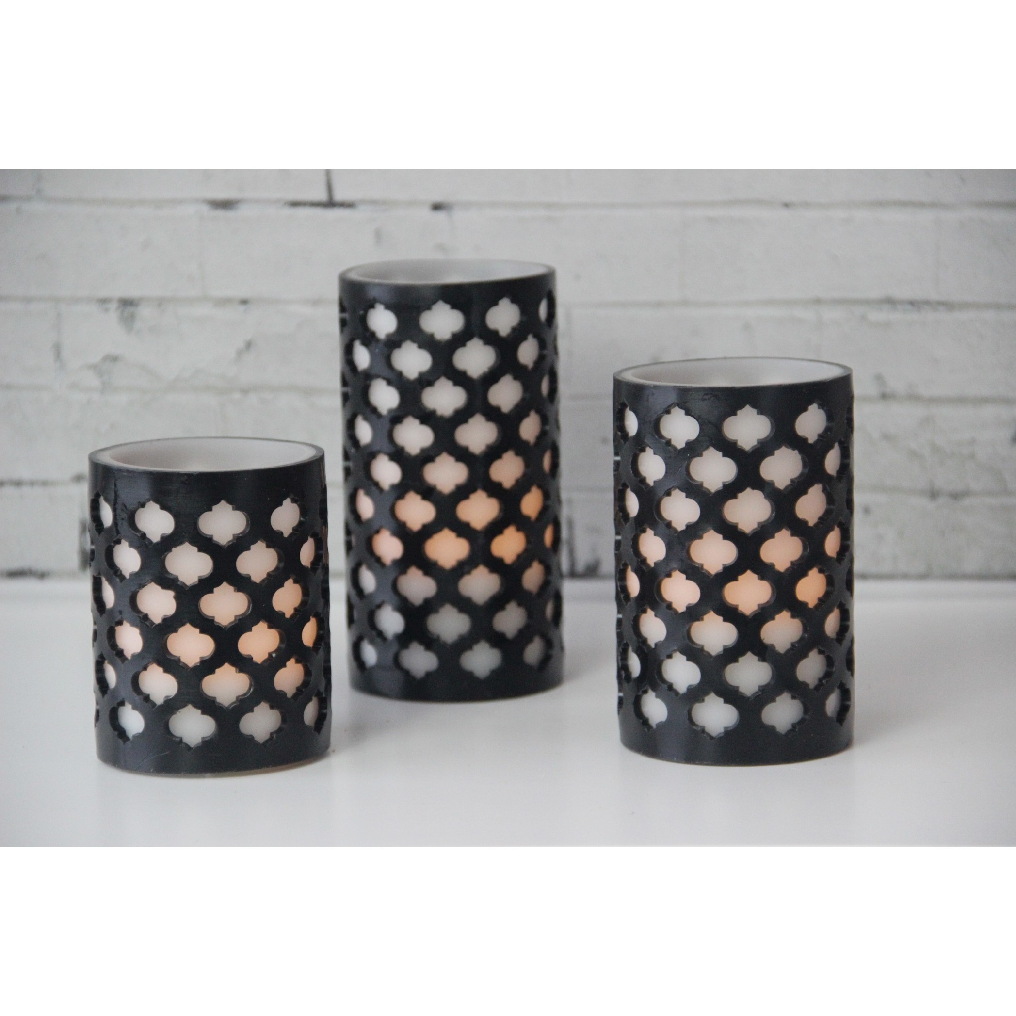 62030011 SET OF 3 LED 2 LAYER PATTERN CANDLES