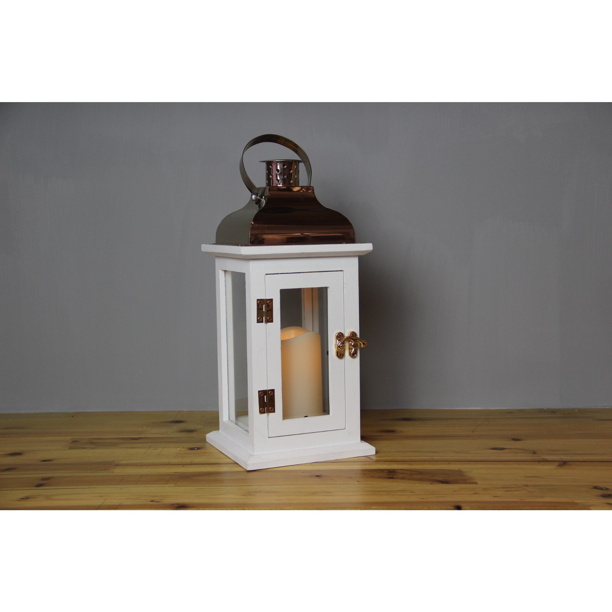 910290 WHITE WOODEN LANTERN