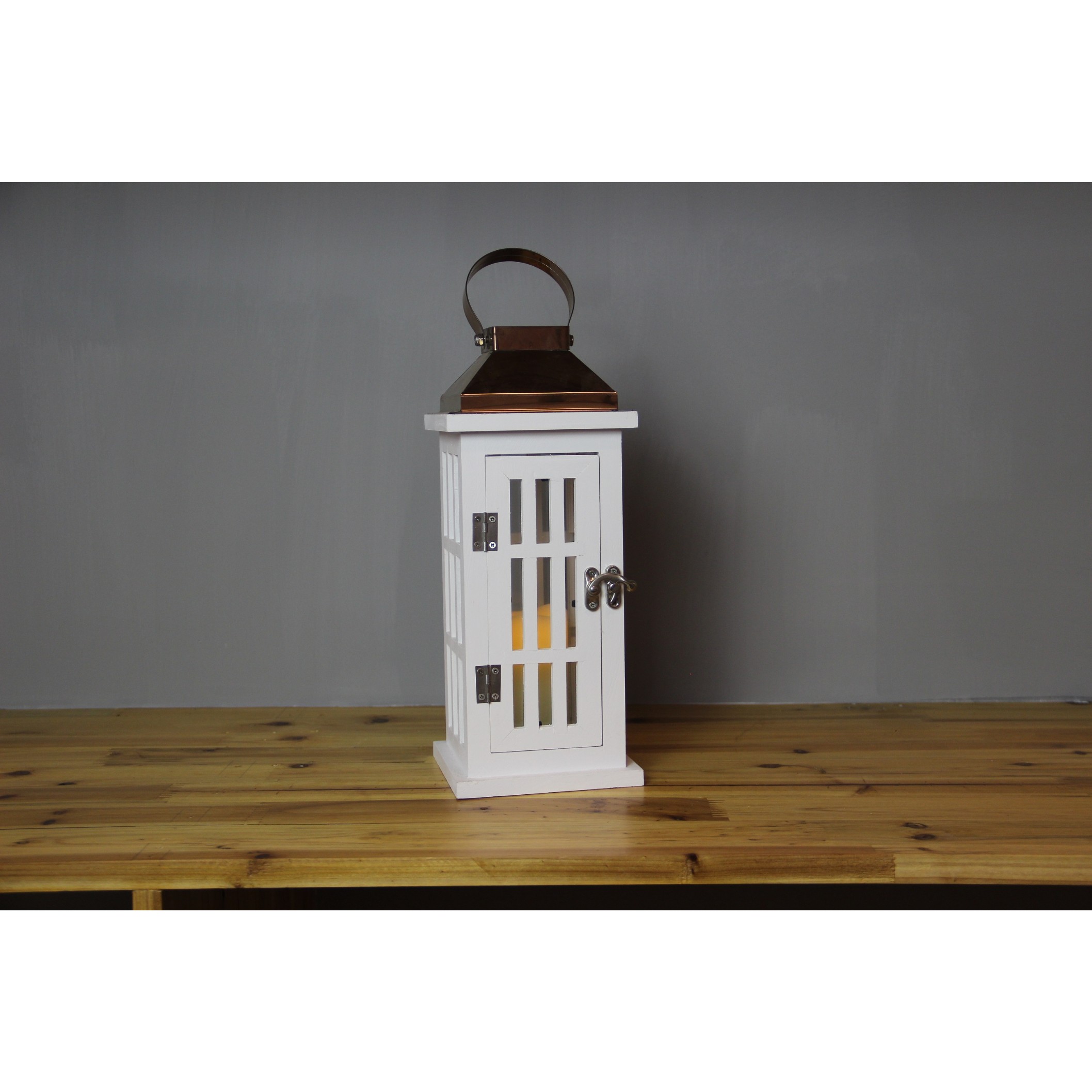 910293 WHITE WOODEN LANTERN