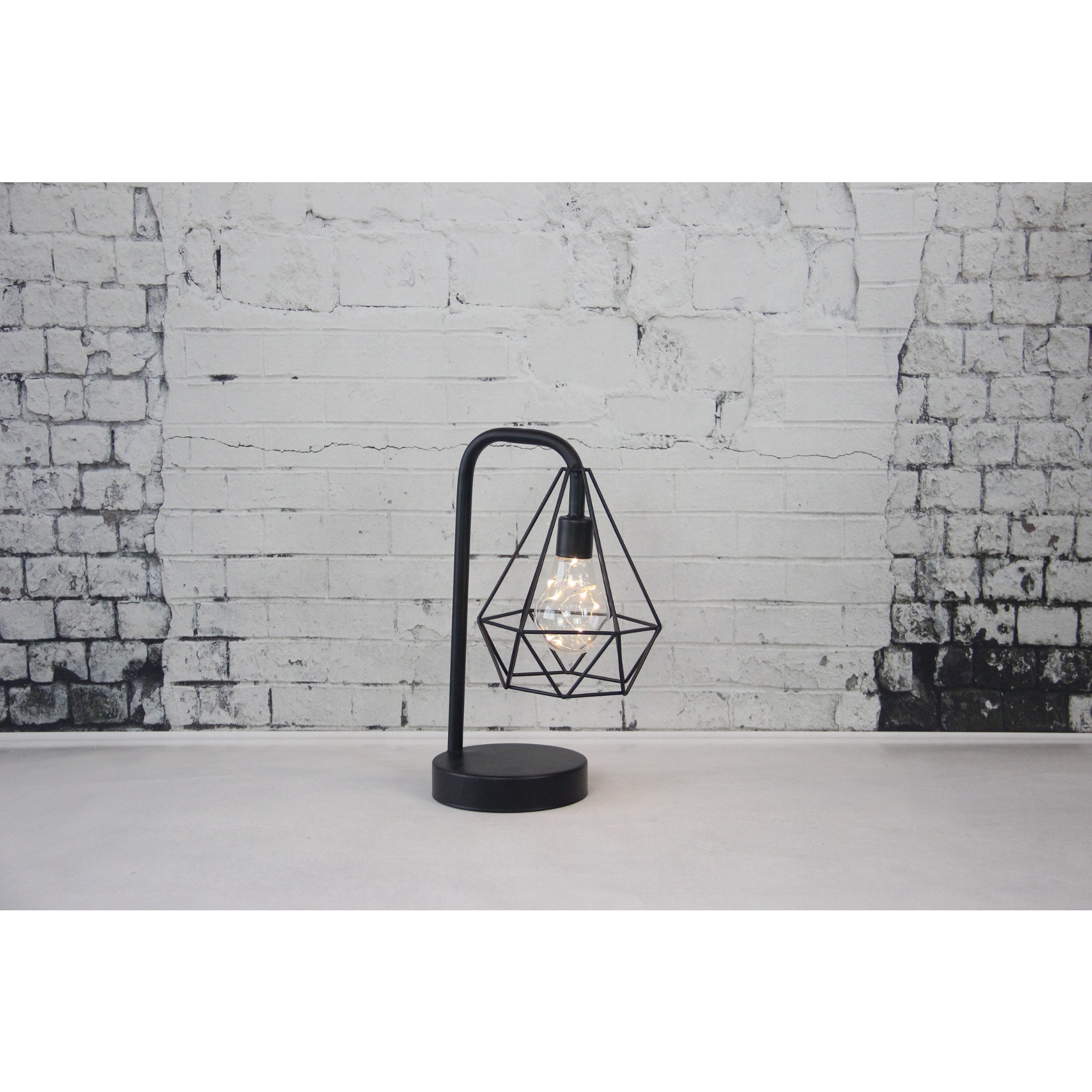 910248 BLACK METAL WIRE LANTERN WITH 10LED COPPER WIRE LIGHTS