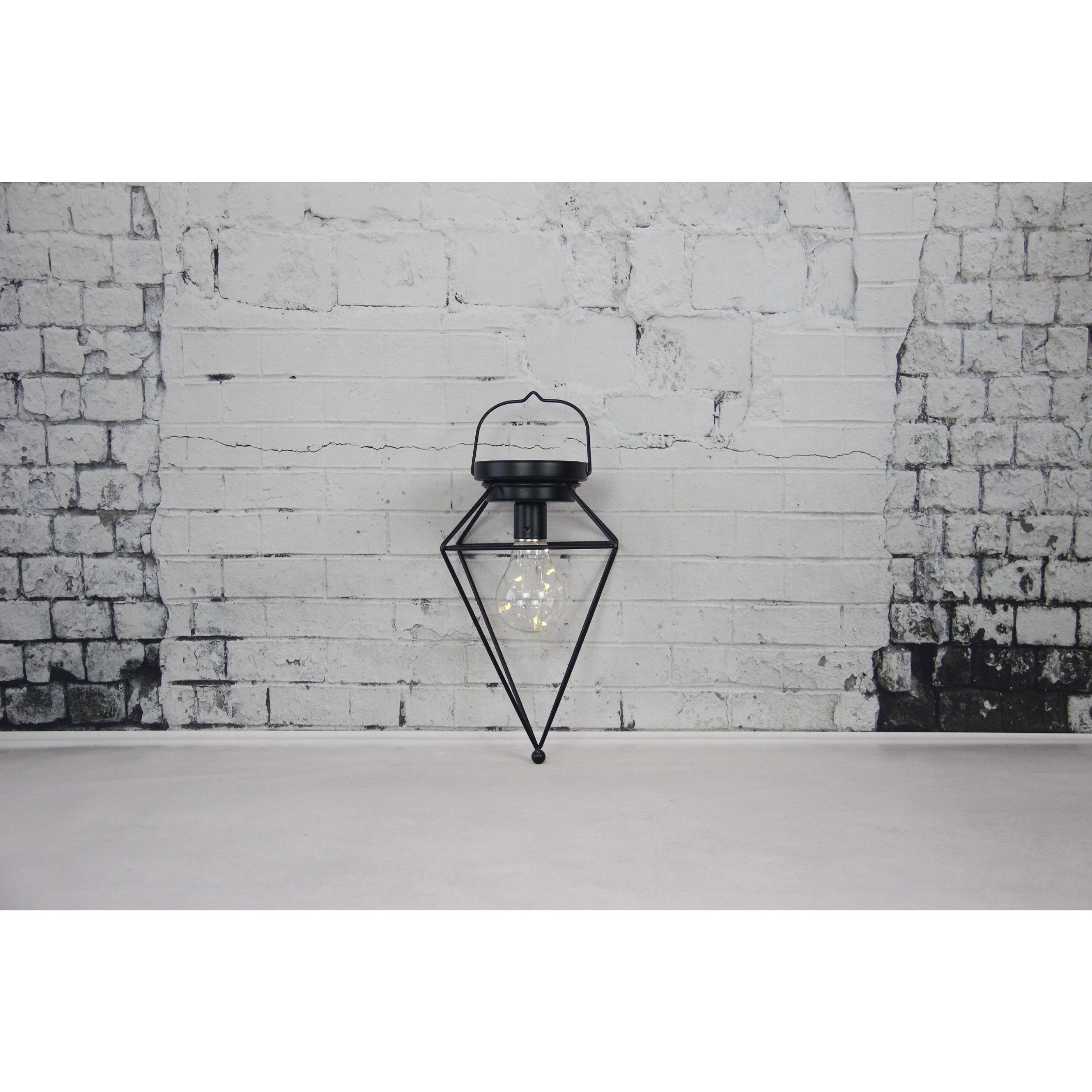 910247 BLACK METAL WIRE LANTERN WITH 10LED COPPER WIRE LIGHTS