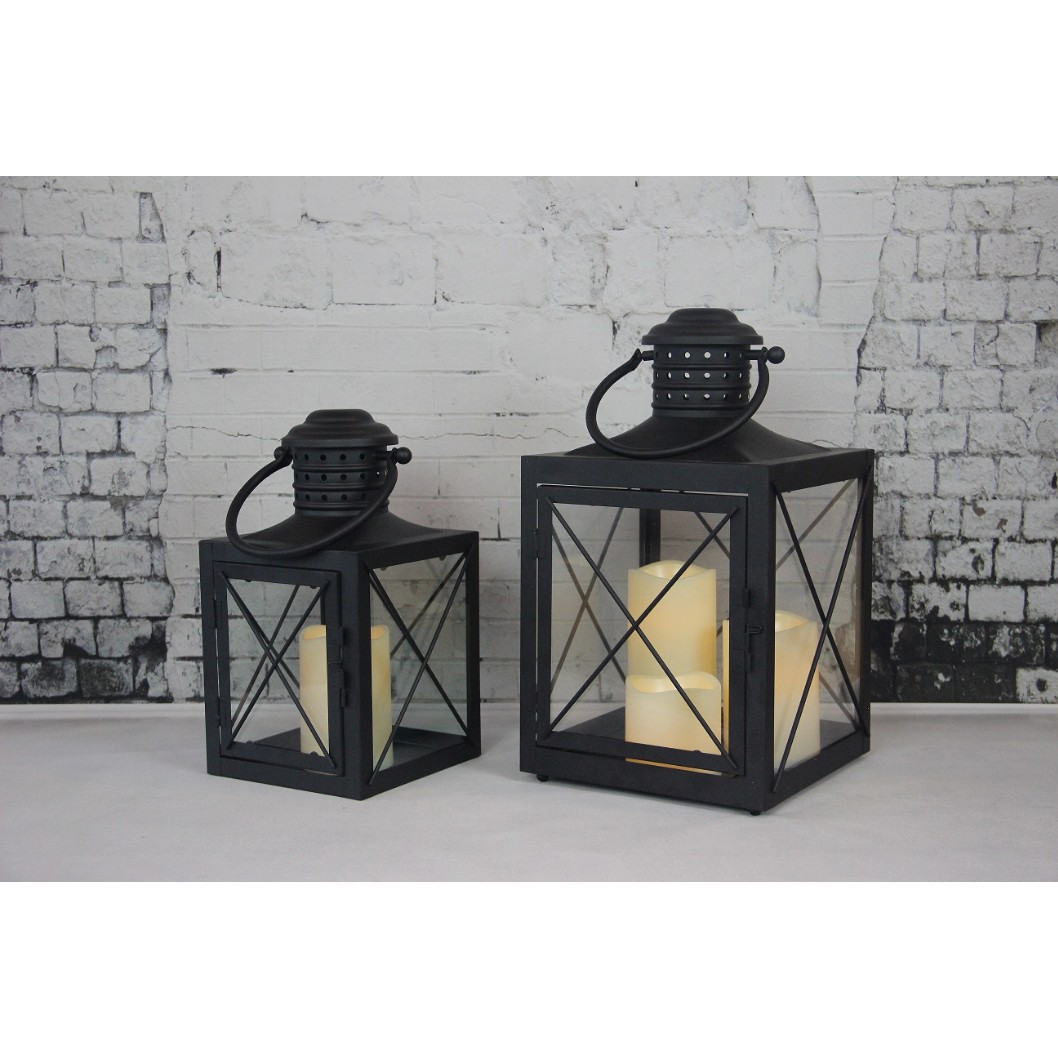 910185 SQUARE SHAPE LANTERN WITH LED PLASTIC CANDLE