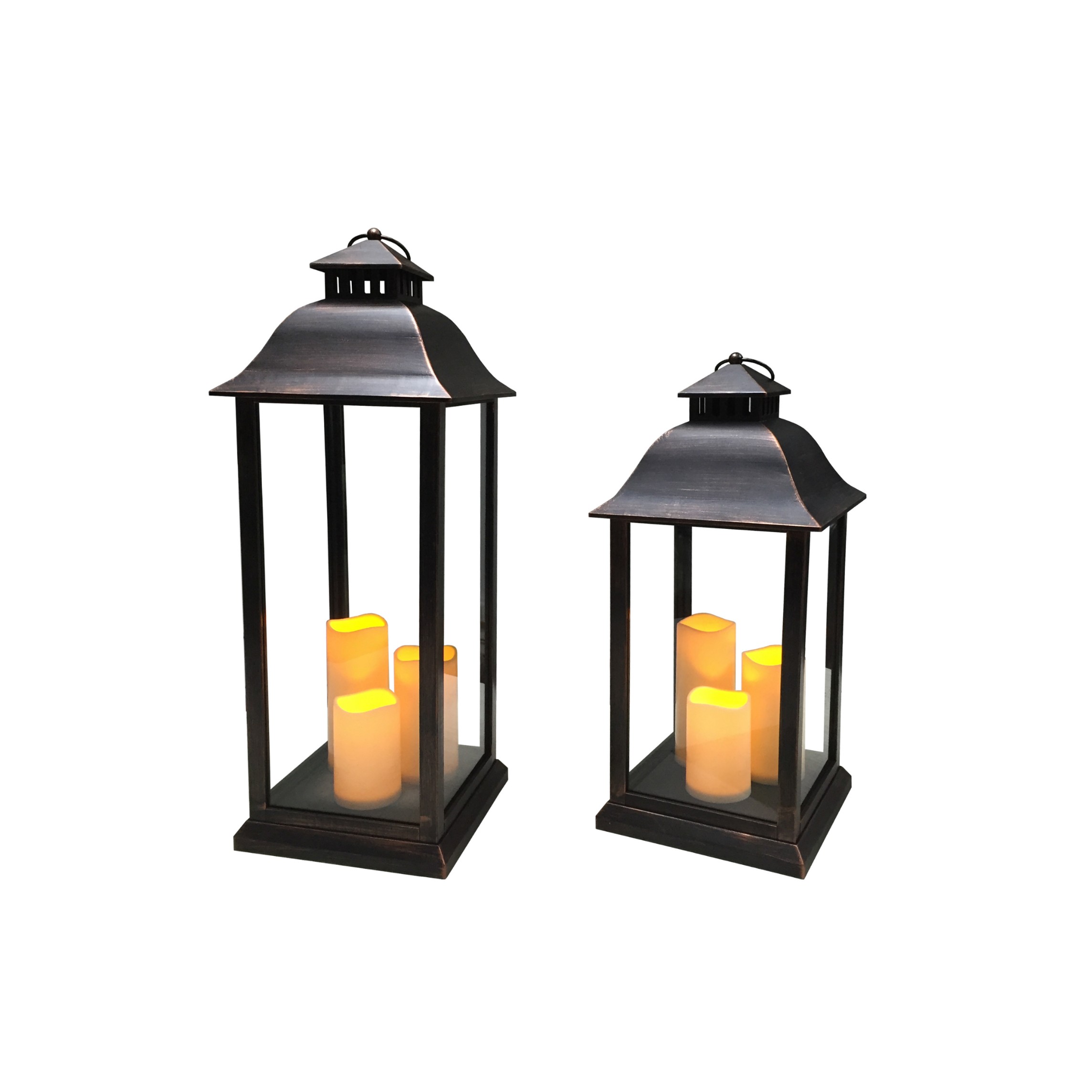 910273 INDOOR AND OUTDOOR PLASTIC LANTERN WITH 3PCS LED CANDLES